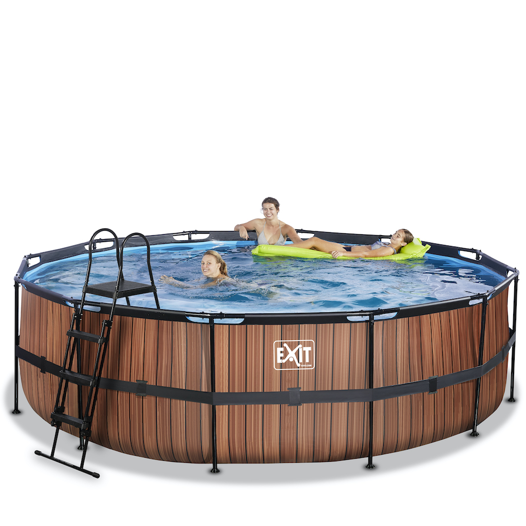 EXIT Wood zwembad diameter 488x122cm met zandfilterpomp - bruin