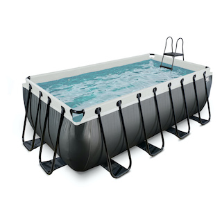 EXIT Piscine cuir noir 400x200x122cm avec pompe filtre &agrave; sable - noir