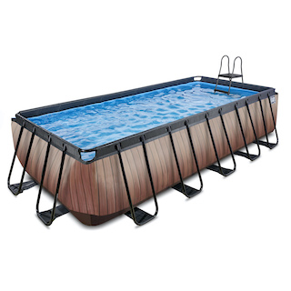 EXIT Piscine bois 540x250x122cm avec pompe filtre &agrave; sable - marron