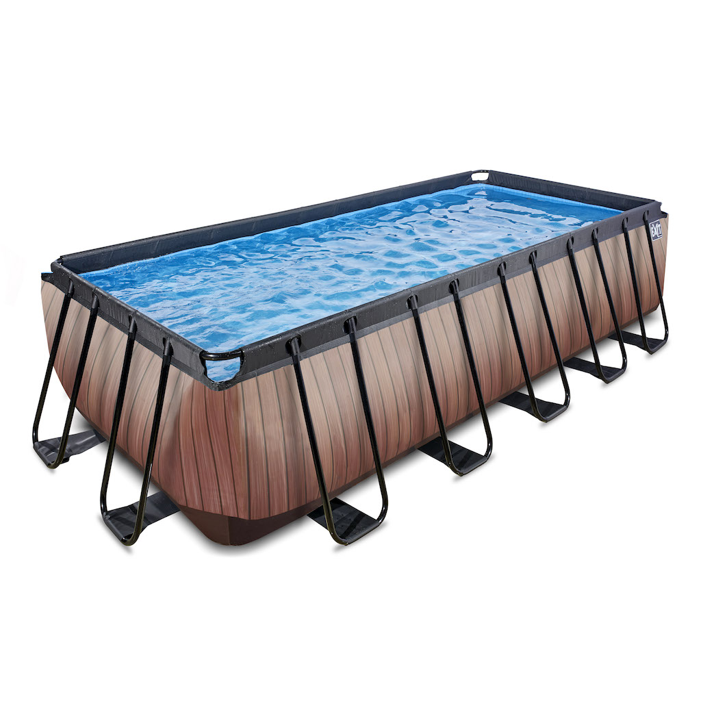 EXIT Piscine bois 540x250x122cm avec pompe filtre à sable - marron