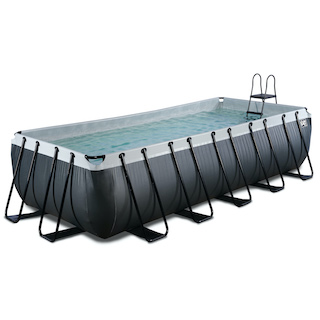 EXIT Piscine en cuir noir 540x250x122cm avec pompe filtre &agrave; sable - noir