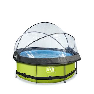 EXIT Piscine &agrave; la chaux ø244x76cm avec auvent et pompe de filtration - vert