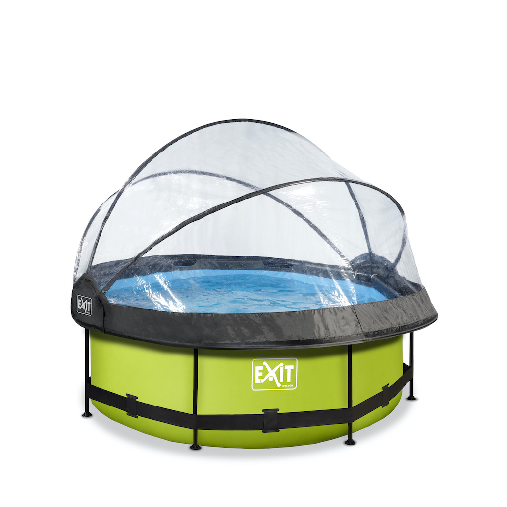 EXIT Lime zwembad &#248;244x76cm met overkapping en filterpomp - groen