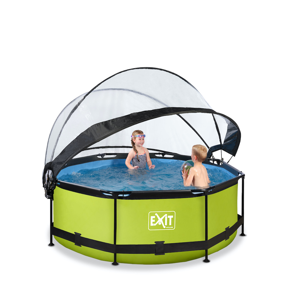 EXIT Lime zwembad ø244x76cm met overkapping en filterpomp - groen