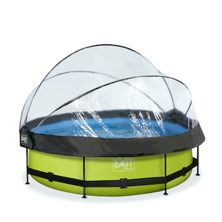 EXIT Piscine &agrave; la chaux ø300x76cm avec auvent et pompe de filtration - vert
