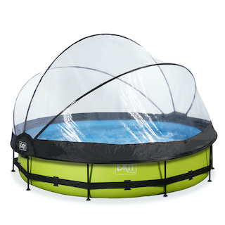 EXIT Piscine &agrave; la chaux ø360x76cm avec auvent et pompe de filtration - vert
