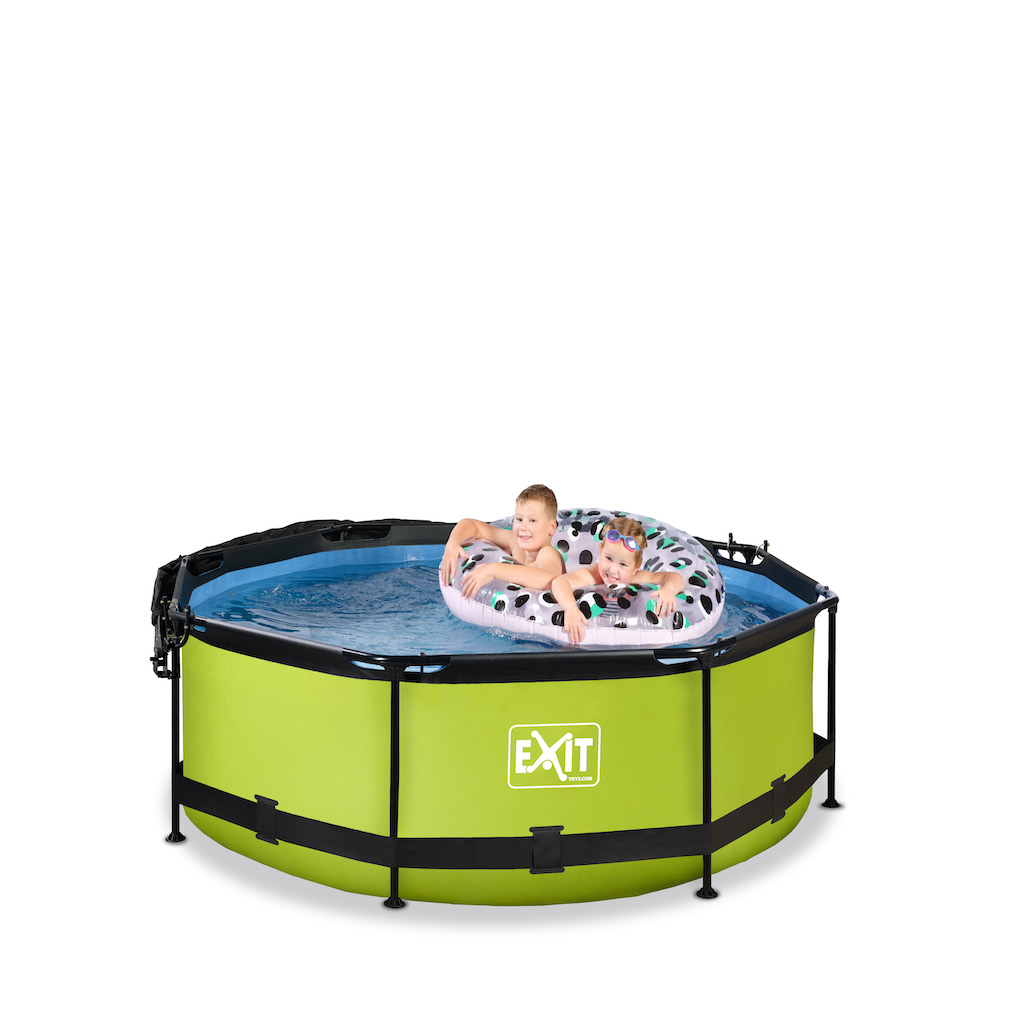 EXIT Lime zwembad ø244x76cm met schaduwdoek en filterpomp - groen