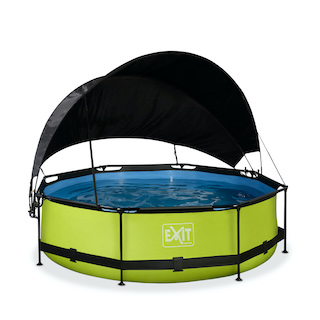 EXIT Piscine &agrave; la chaux ø300x76cm avec toile d'ombrage et pompe &agrave; filtre - vert
