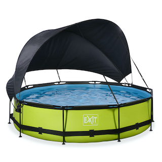 EXIT Piscine &agrave; la chaux ø360x76cm avec toile d'ombrage et pompe &agrave; filtre - vert