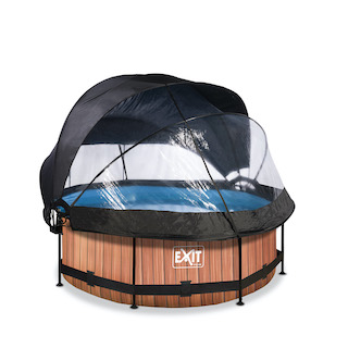 EXIT Piscine bois ø244x76cm avec couvercle