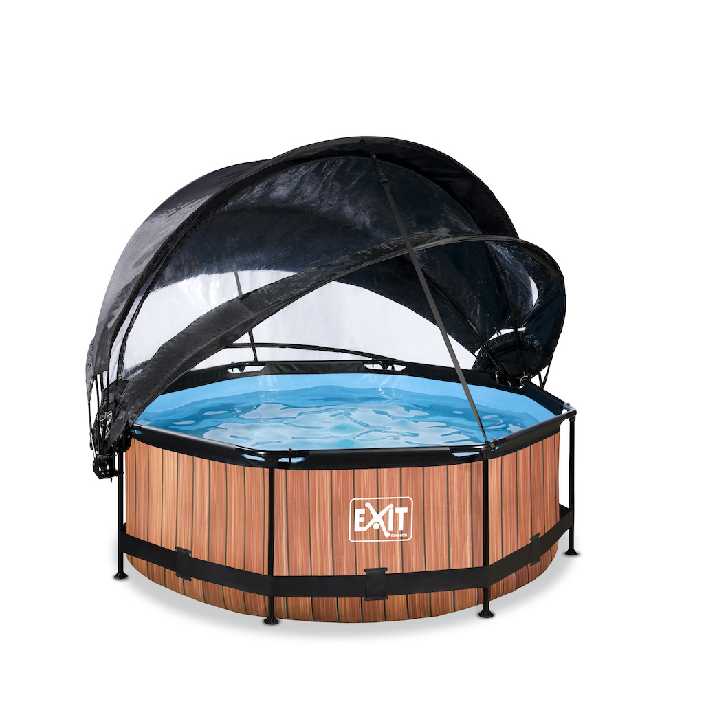 EXIT Piscine bois ø244x76cm avec couvercle
