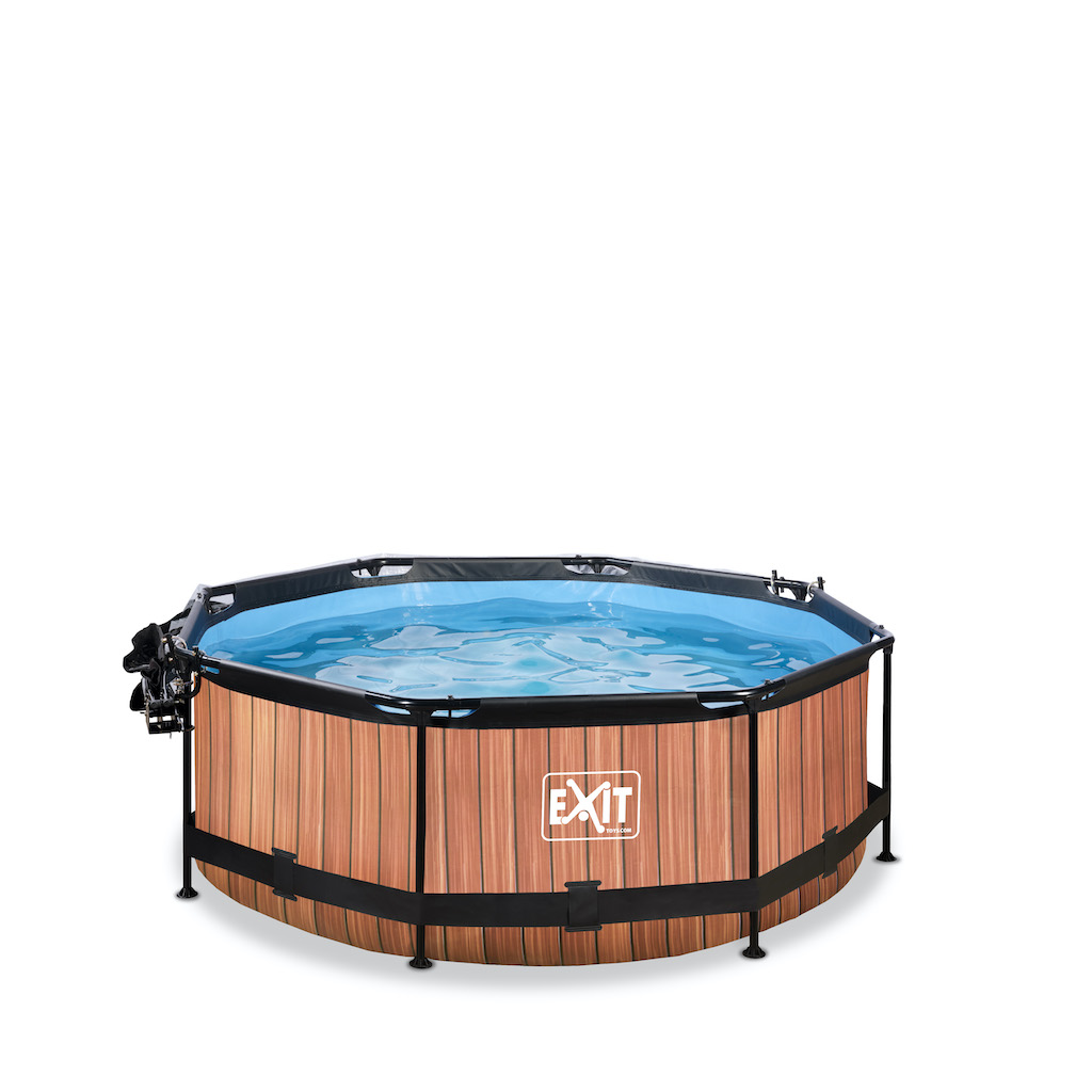 EXIT Piscine bois ø244x76cm avec couvercle