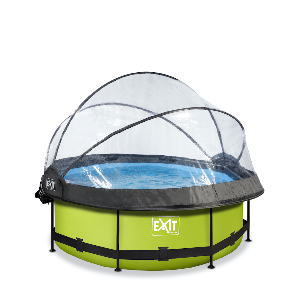 EXIT Lime zwembad ø244x76cm met overkapping, schaduwdoek en filterpomp - groen