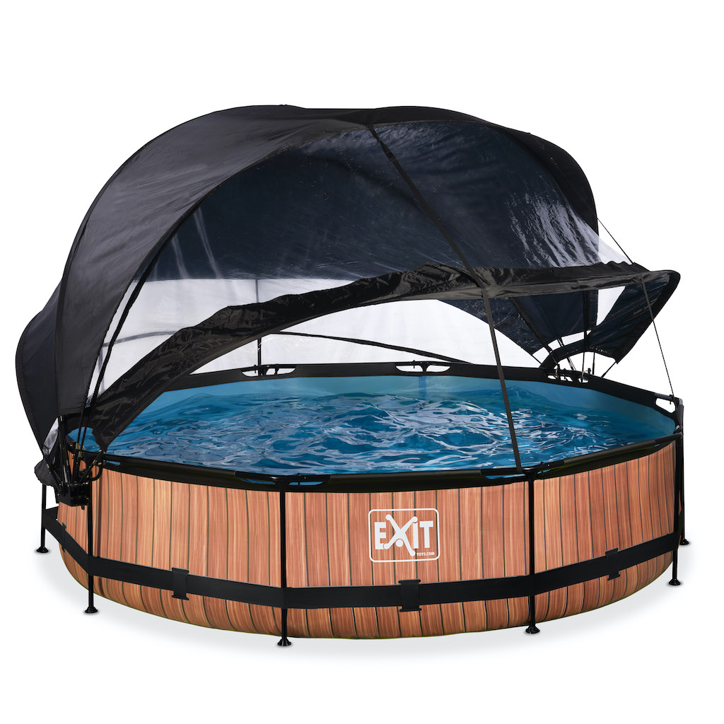 EXIT Piscine bois ø360x76cm avec auvent