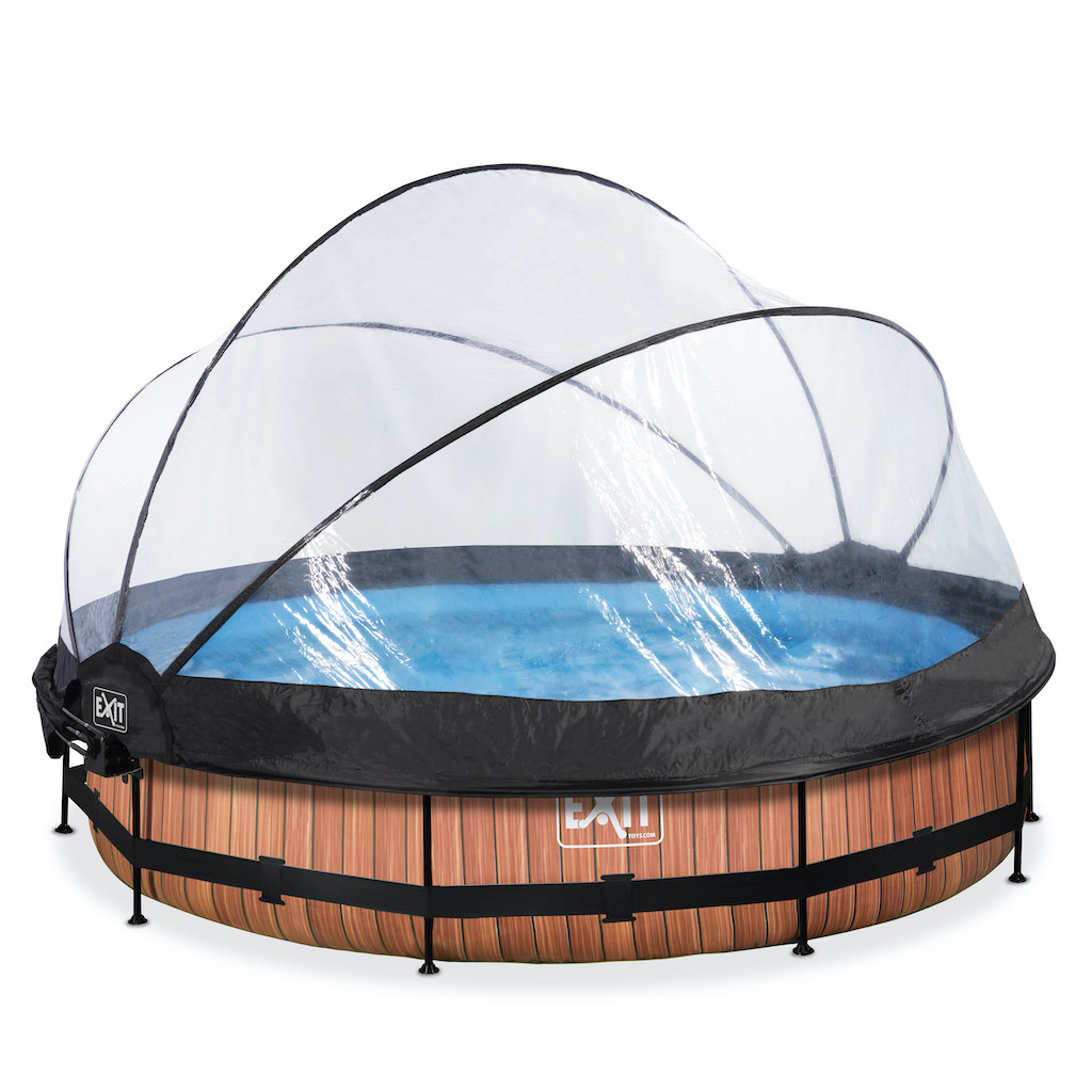 EXIT Piscine bois ø360x76cm avec auvent