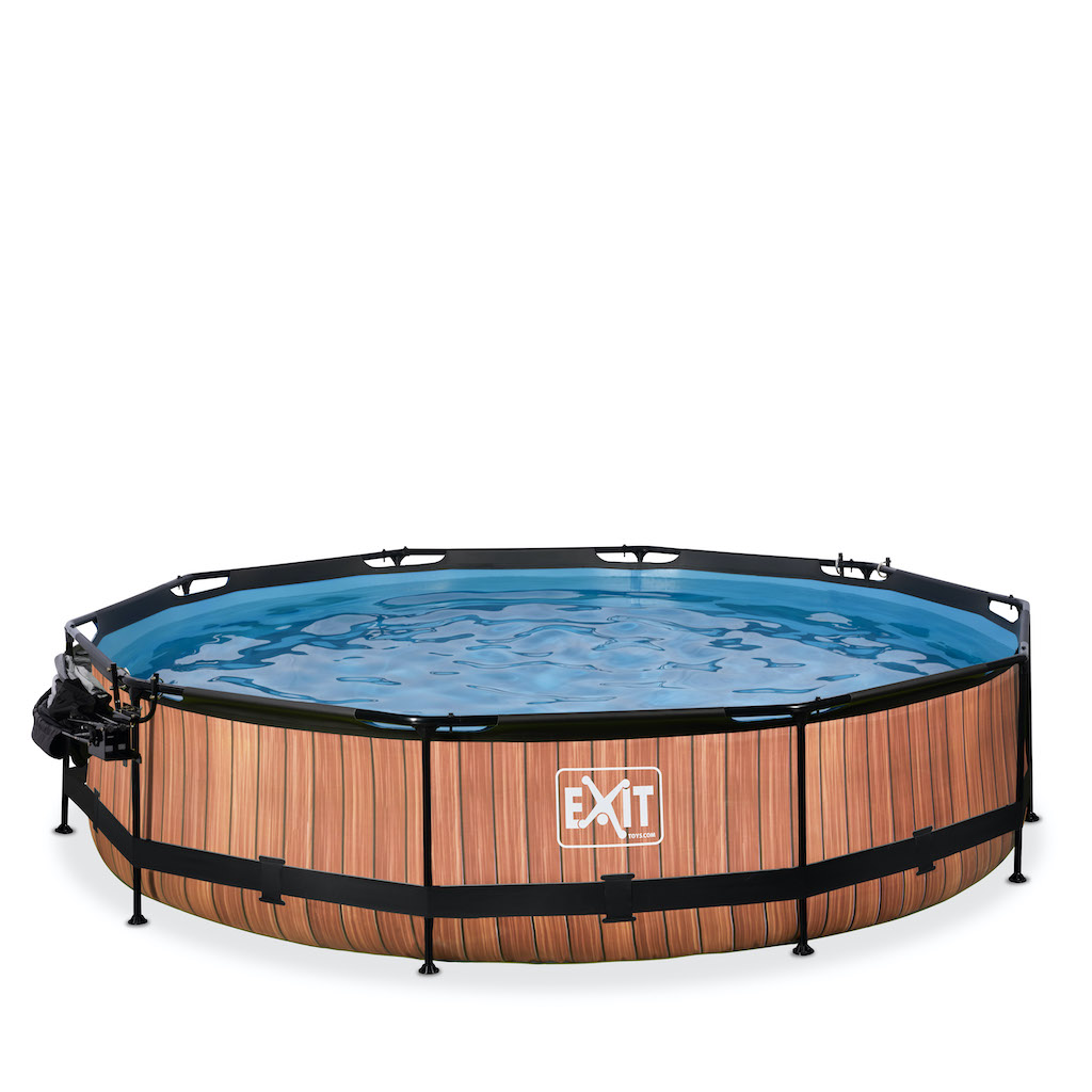 EXIT Piscine bois ø360x76cm avec auvent