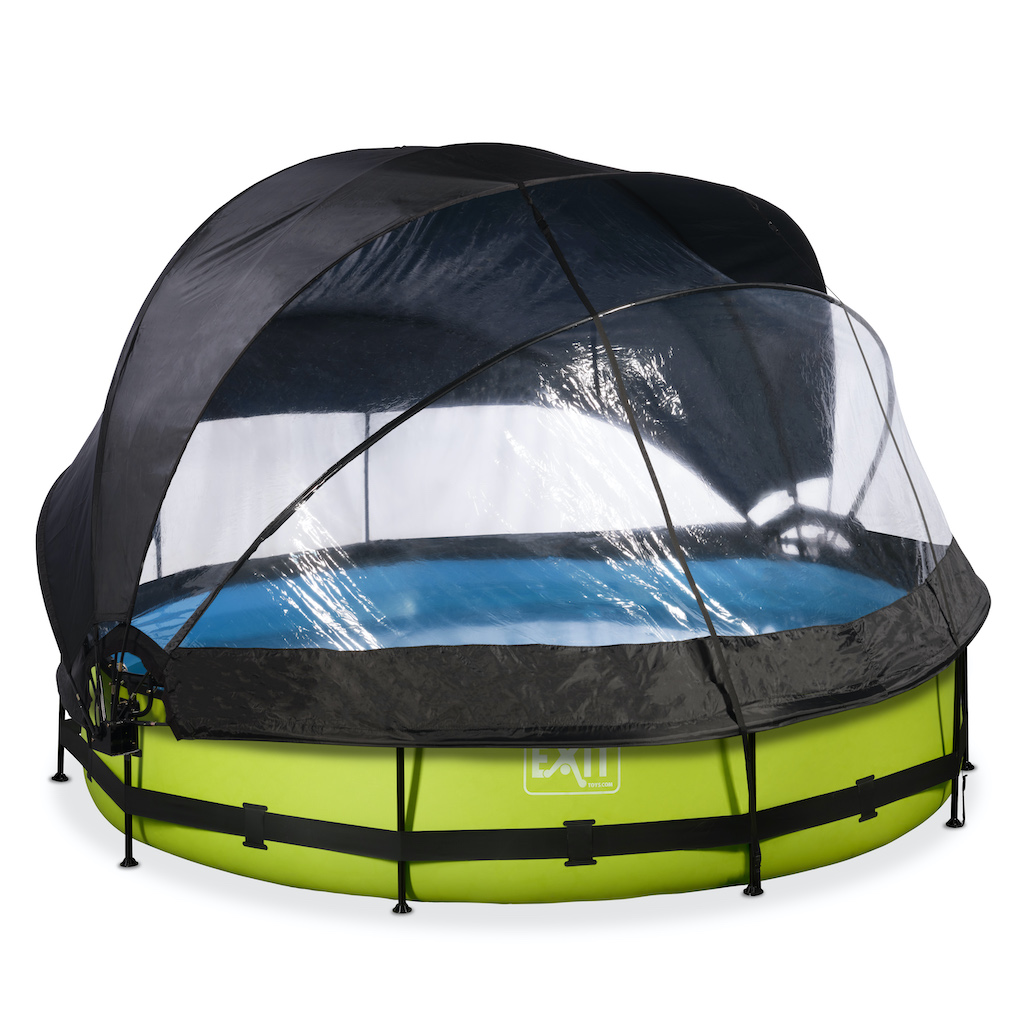 EXIT Lime zwembad &#248;360x76cm met overkapping, schaduwdoek en filterpomp - groen