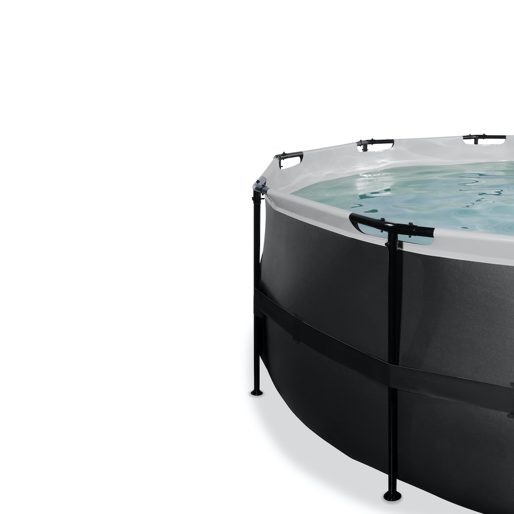 EXIT Black Leather zwembad diameter 450x122cm met overkapping en zandfilter- en warmtepomp - zwart