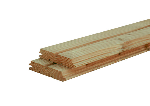 <BIG> <B> Profil losange rabot&eacute; Douglas 2,8 x 14,0 x 300 cm, vert impr&eacute;gn&eacute;. </B> </BIG>