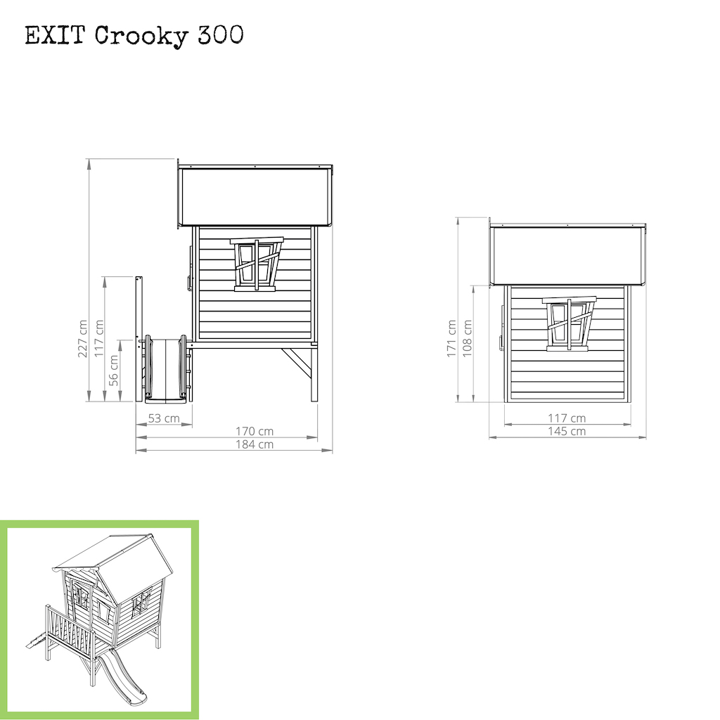 EXIT Cabane en bois Crooky 300 - gris beige