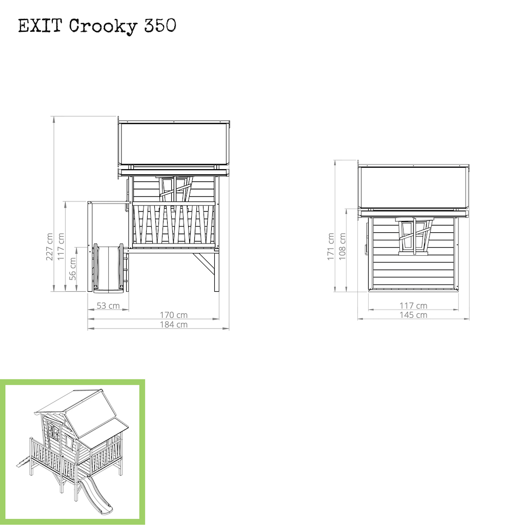 EXIT Crooky 350 houten speelhuis - grijsbeige