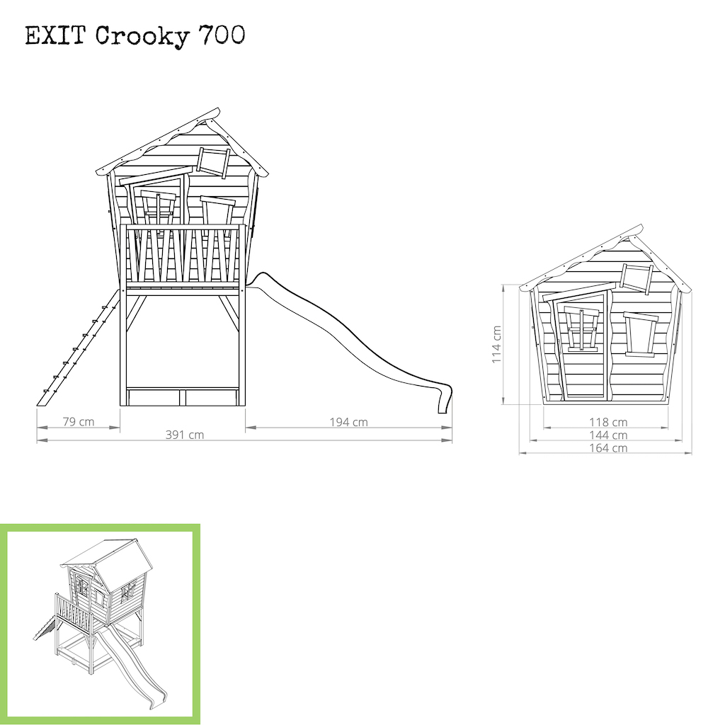 EXIT Cabane en bois Crooky 700 - beige gris