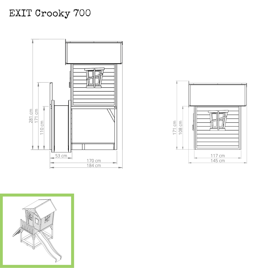 EXIT Cabane en bois Crooky 700 - beige gris