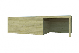 Blokhut met luifel | BS | 810 x 300 cm | E-woodproducts