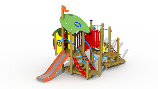 La Belle et la B&ecirc;te (toboggan en acier inoxydable et pont courbe)