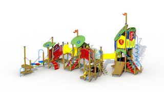 Les trois petits cochons (toboggan en acier inoxydable)