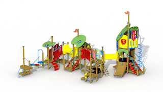 Les trois petits cochons (toboggan en plastique)