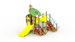 Le loup et les sept enfants (toboggan en plastique et tunnel d'exploration)