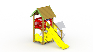 Slide G300 + &eacute;quipement de jeux en bois pour mur de remplissage