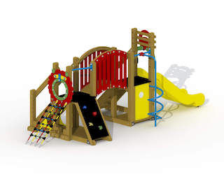 Mammoet (toboggan en plastique, passerelle courbe, passerelle en spirale)