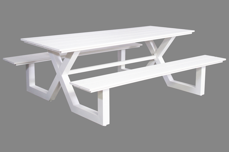 Table de pique-nique blanche Cujam 210 cm (aluminium)