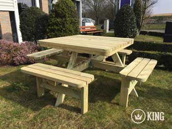 KING ® PICKNICKTISCH QUADRATISCH XXL