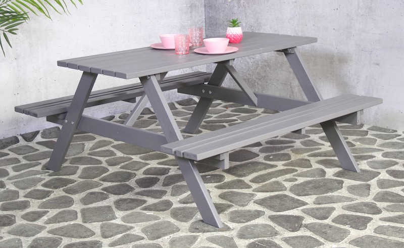 Table de pique-nique Remia gris 150cm FSC 100%