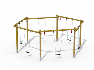 Balan�oire hexagonale (si&egrave;ge en caoutchouc avec support)