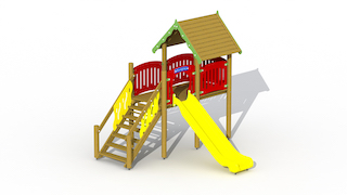 Maison sur pilotis (toboggan en plastique)