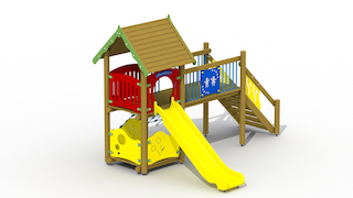 Ch&acirc;teau des pirates (toboggan en plastique)