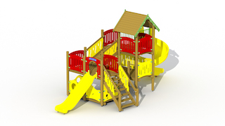 Ch&acirc;teau des pirates (glissi&egrave;re en spirale + glissi&egrave;re en plastique basse)