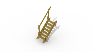Escalier de terrain 2,1 m avec main courante