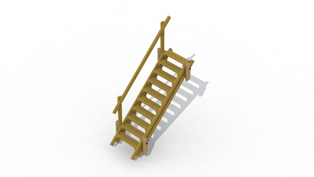 Escalier de terrain 2,7 m avec main courante