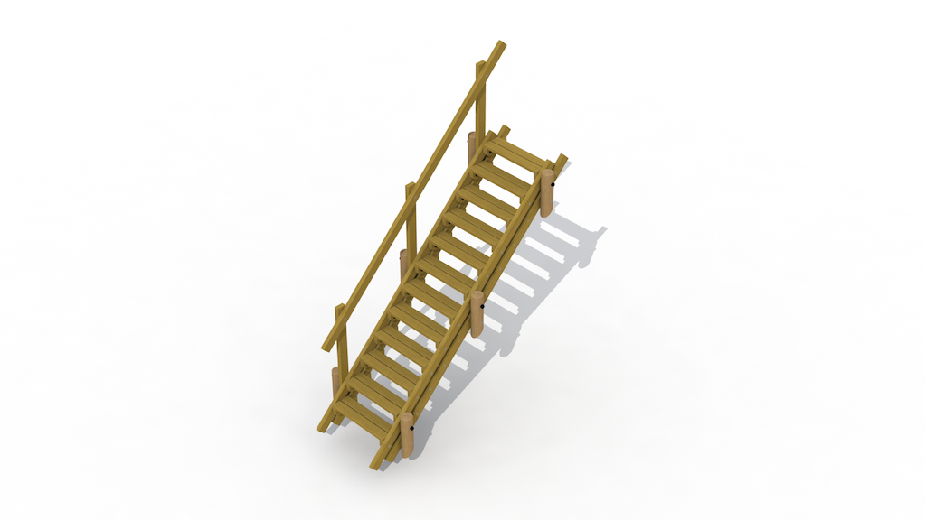 Escalier de terrain 3,3 m avec main courante