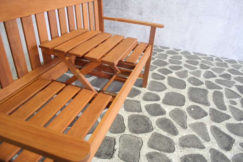 Banc de jardin en teck Meranti avec option table