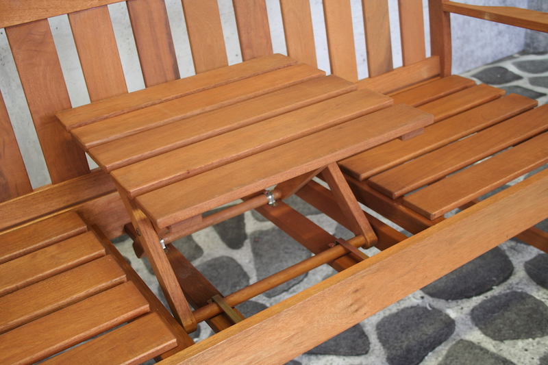Banc de jardin en teck Meranti avec option table