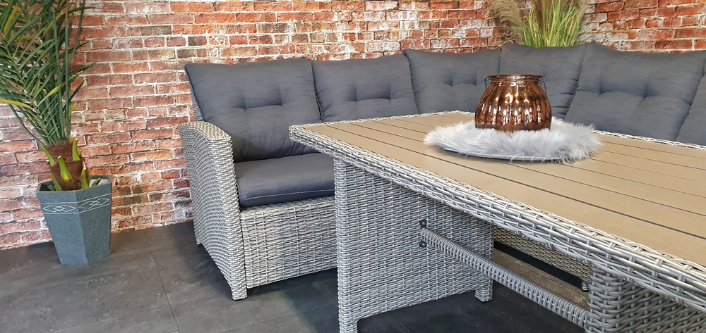 Zevergem Hoek loungeset met tafel in polywood