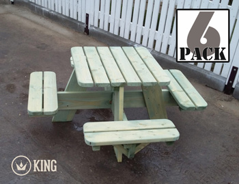 <BIG><B>KING ® Vierkante Picknicktafel voor Kleuters (ECO) (6-PACK)</B></BIG>