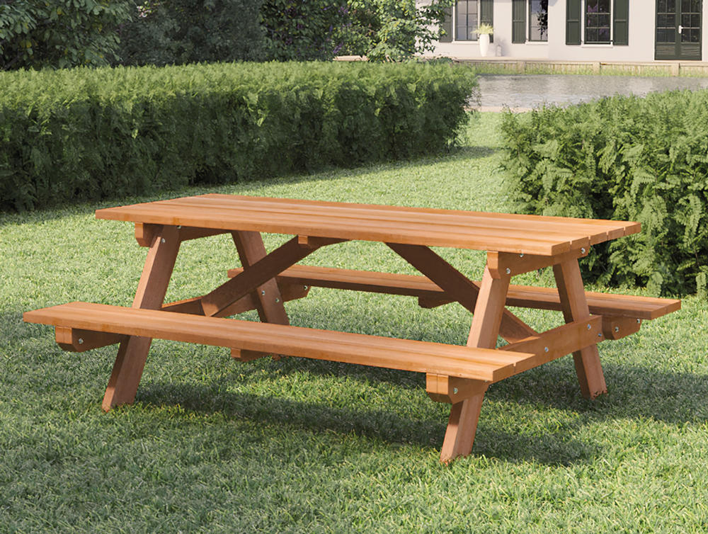 Table de pique-nique en bois dur (200 x 160 x 75 cm) (épaisseur de planche de 3,5 cm)