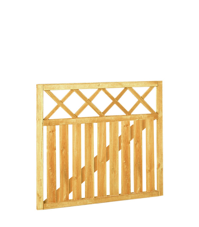 Cl&ocirc;tures | Pin | Portail droit avec treillis | 100 x 90 cm | Plan&eacute; | Vert | impr&eacute;gn&eacute; |